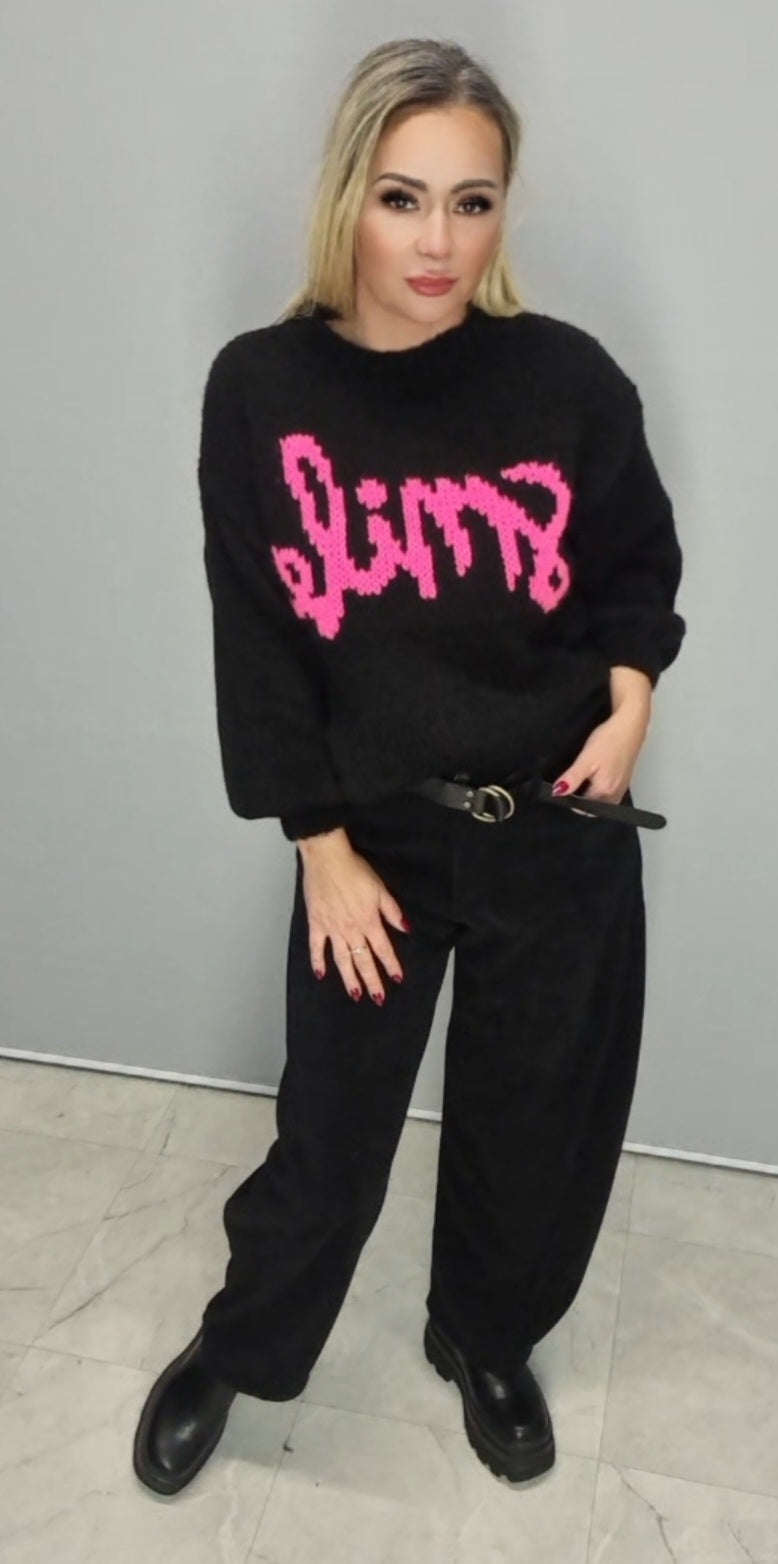 Mega Pullover mit Schrift