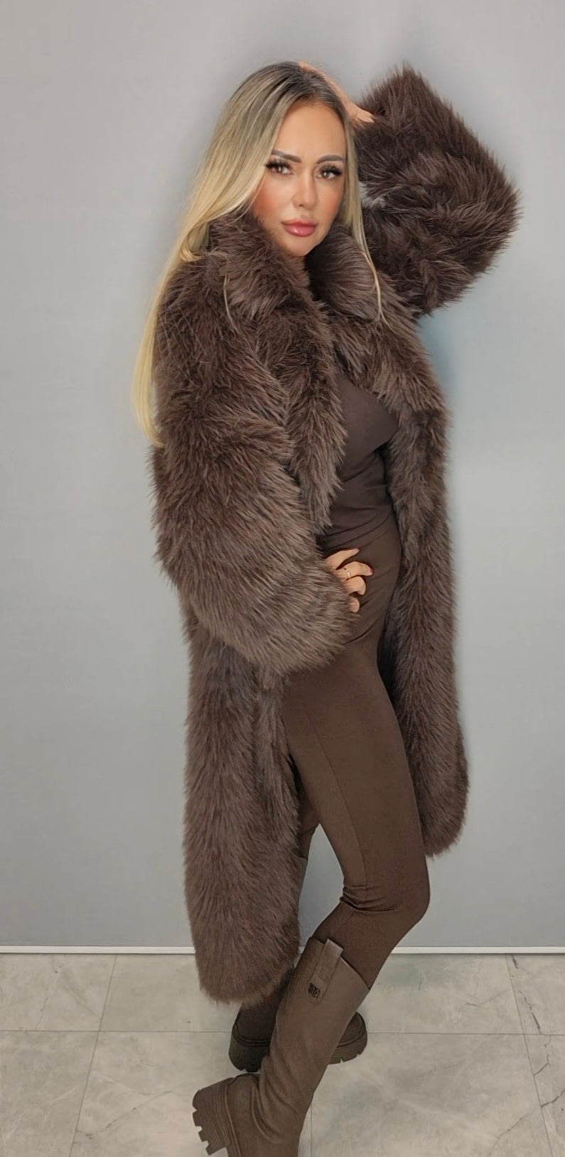 Langes schokoladenbraunes Fell